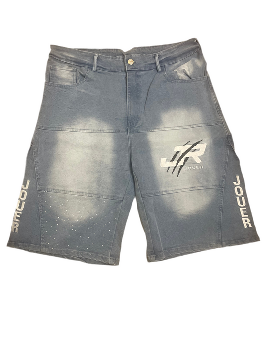 Jouer Denim Shorts Blue w/ Stones