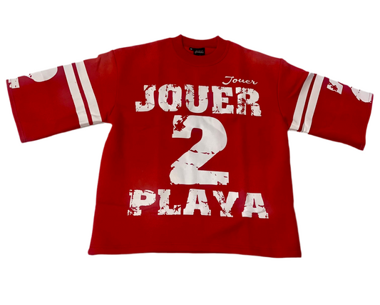 Jouer 2playa Distress Jersey Top (Red)
